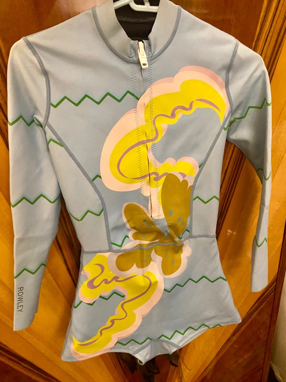 Cynthia Rowley Light Blue Long-Sleeve Floral Surf Suit with Lime & Pink Accents - Picture 9 of 11